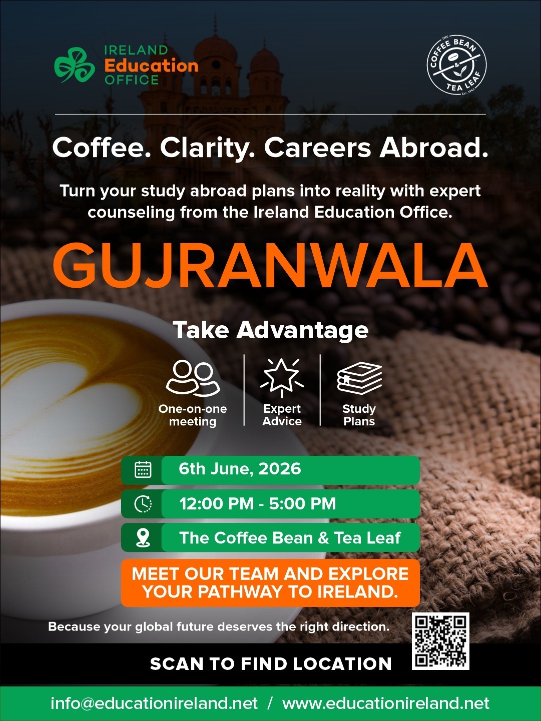 Coffee. Clarity. Careers Abroad Meet Ireland Education Office Team Gujranwala